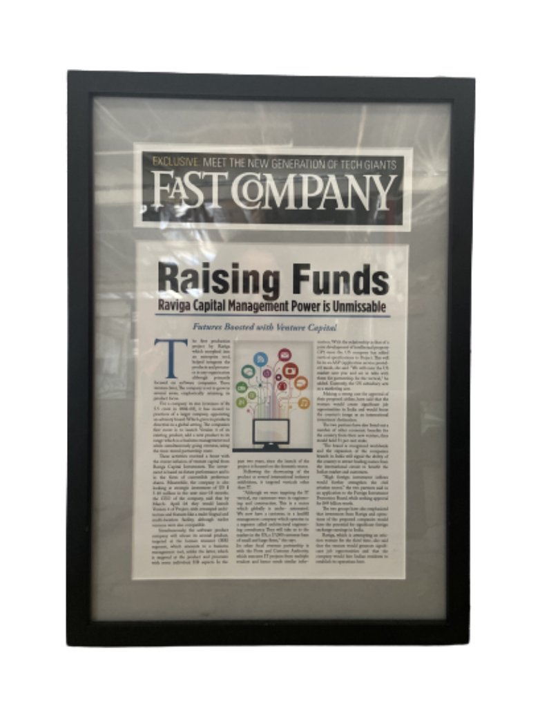 SILICON VALLEY: Raviga's Fast Company Framed Article