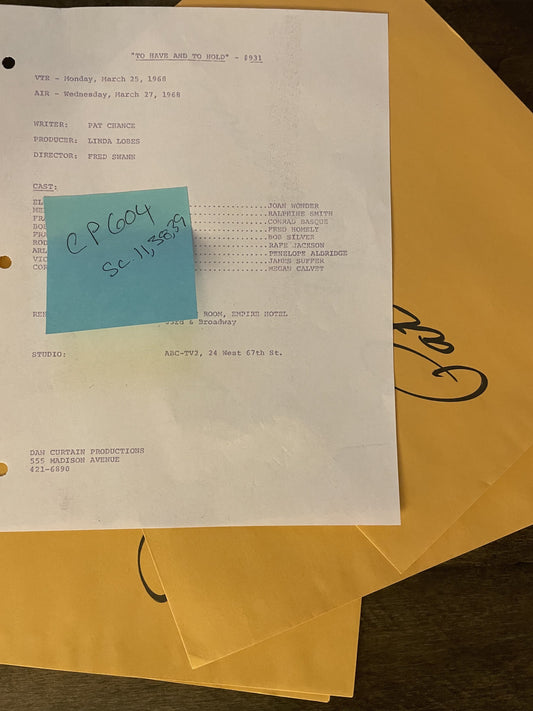 MAD Men: Ep. 604 "To Have and To Hold" Cast List and Folders