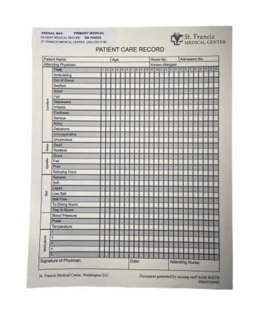 BONES: Max Keenan's Patient Care Record