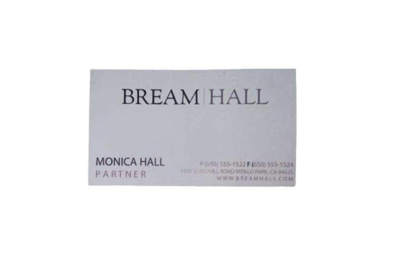 SILICON VALLEY: Monica's Bream Hall Business Card
