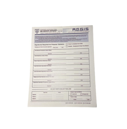 THE TICK: A.E.G.I.S Prisoner Visitation Required Signatures Form