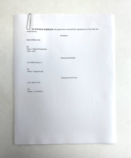 SILICON VALLEY: Pied Piper Vaugn Kelly Agreement from Scene 342