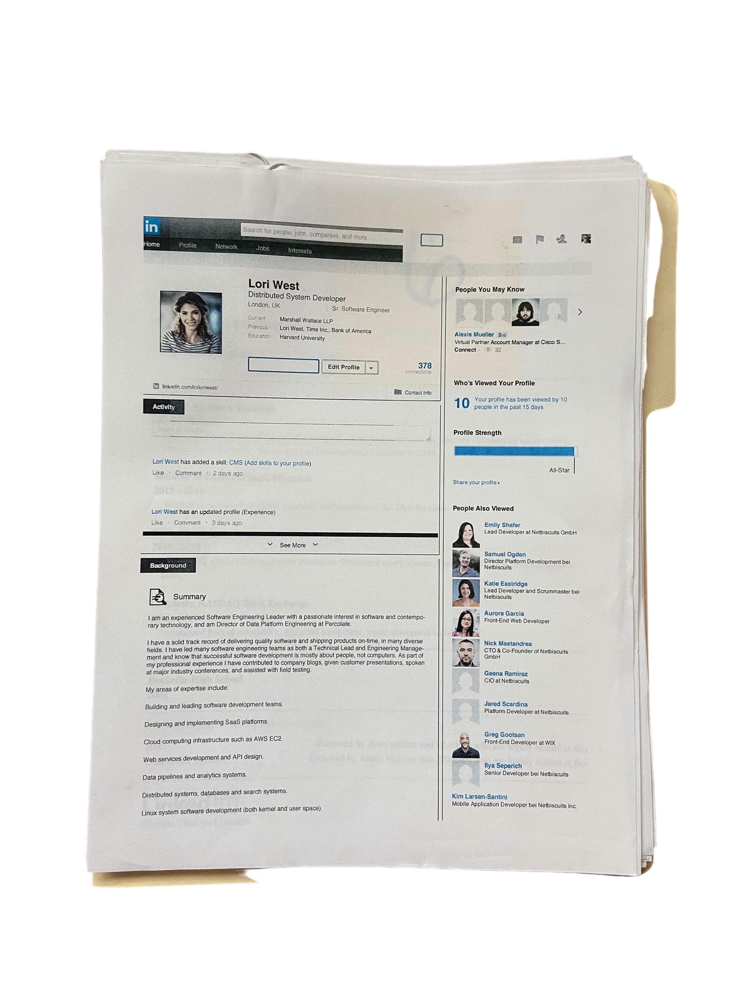 SILICON VALLEY: Resumes and LinkedIn Accounts