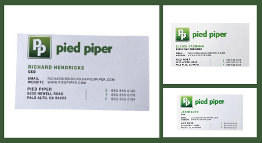 SILICON VALLEY: Richard, Jared & Erlich Pied Piper Business Card Trifecta