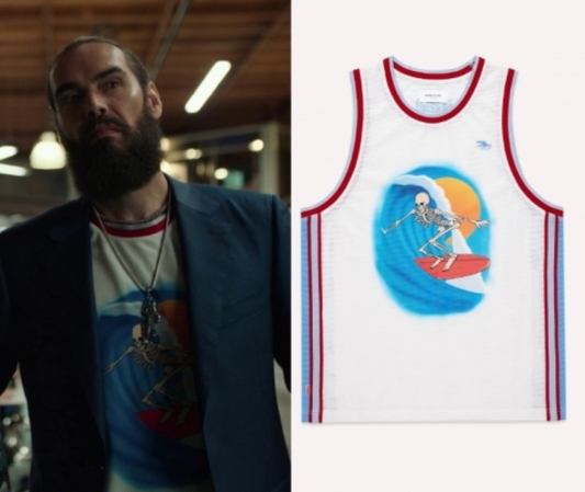 BALLERS: Lance Klians' (Rus­sell Brand) Stan­ley Mouse skel surfer tank worn in Ballers (S05E02)