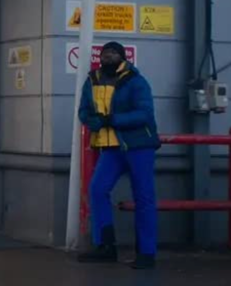 THE GENTLEMEN: Bunny’s "Enforcer" Blue outside and Yellow inside Puffy Winter Jacket (XL)