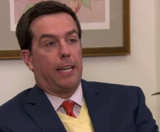 THE OFFICE: Andy’s HERO Yellow V Sweater (M)