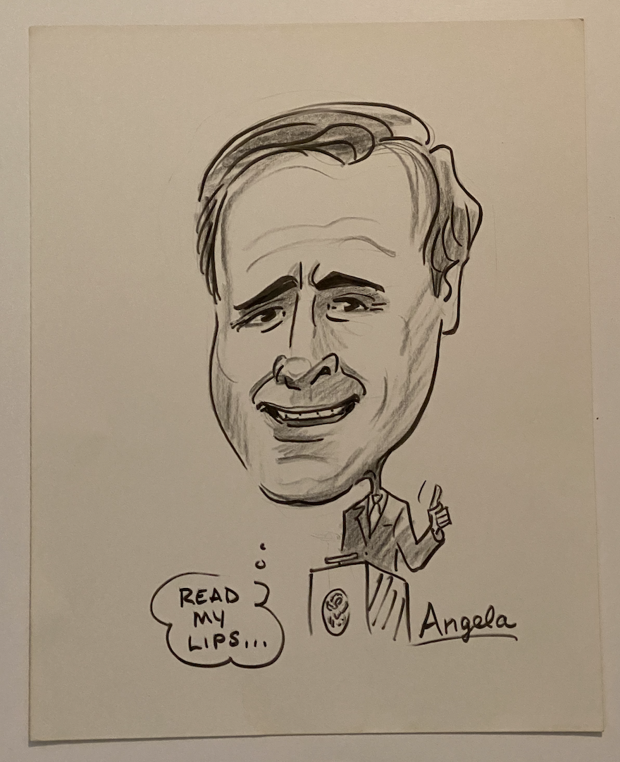 BONES: Angela's George W. Bush "Read My LIps" Caricature