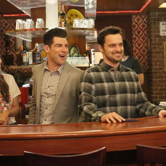 NEW GIRL: Schmidt's Designer Grey and White Plaid Button Shirt