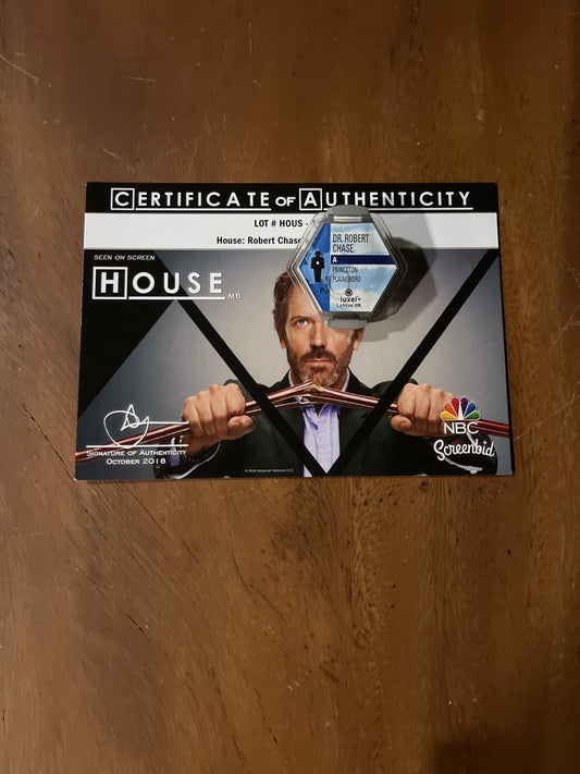 HOUSE: Dr Robert Chase's Blue Radiation Badge