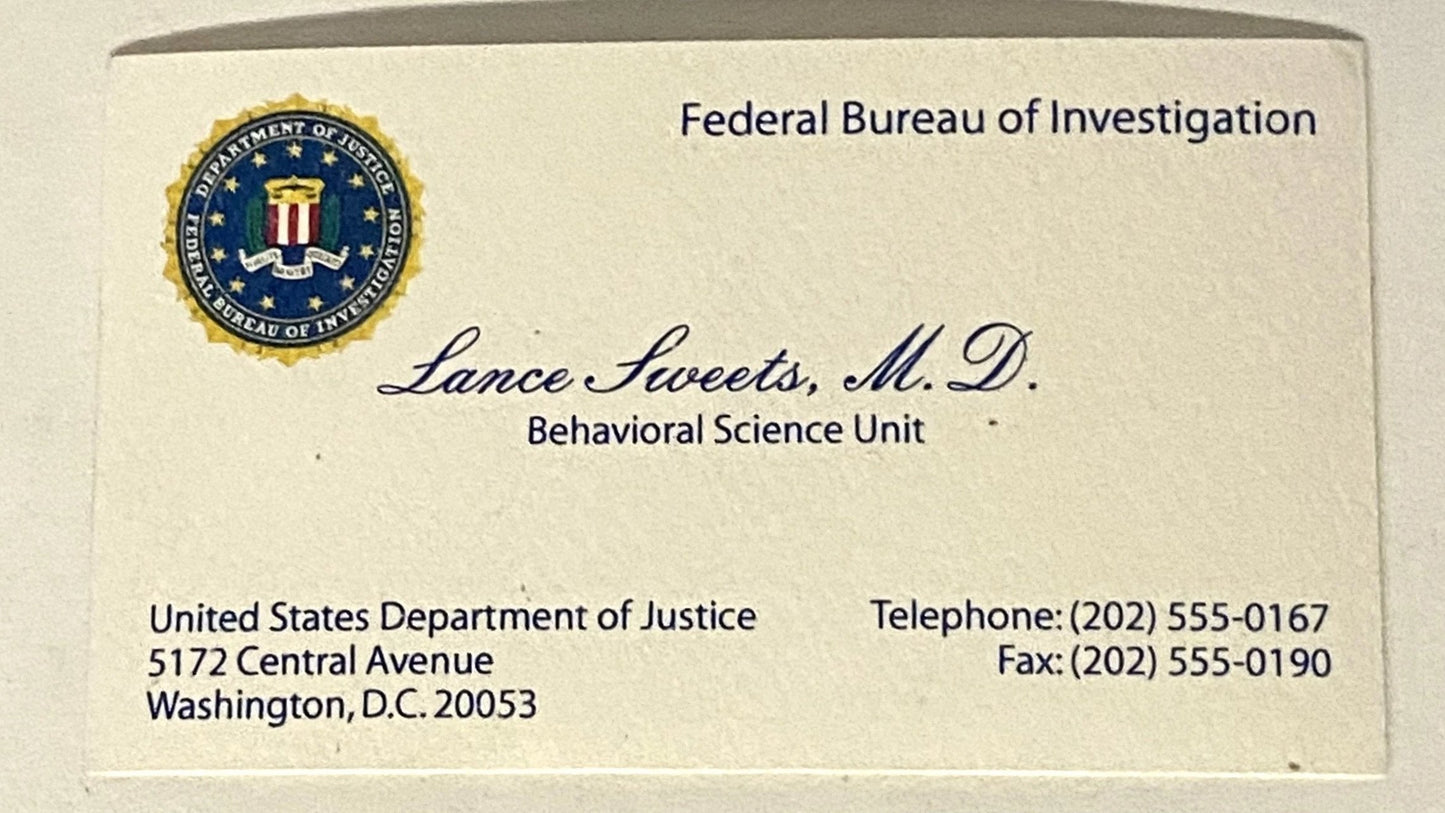 BONES: Dr. Lance Sweets' FBI Business Card