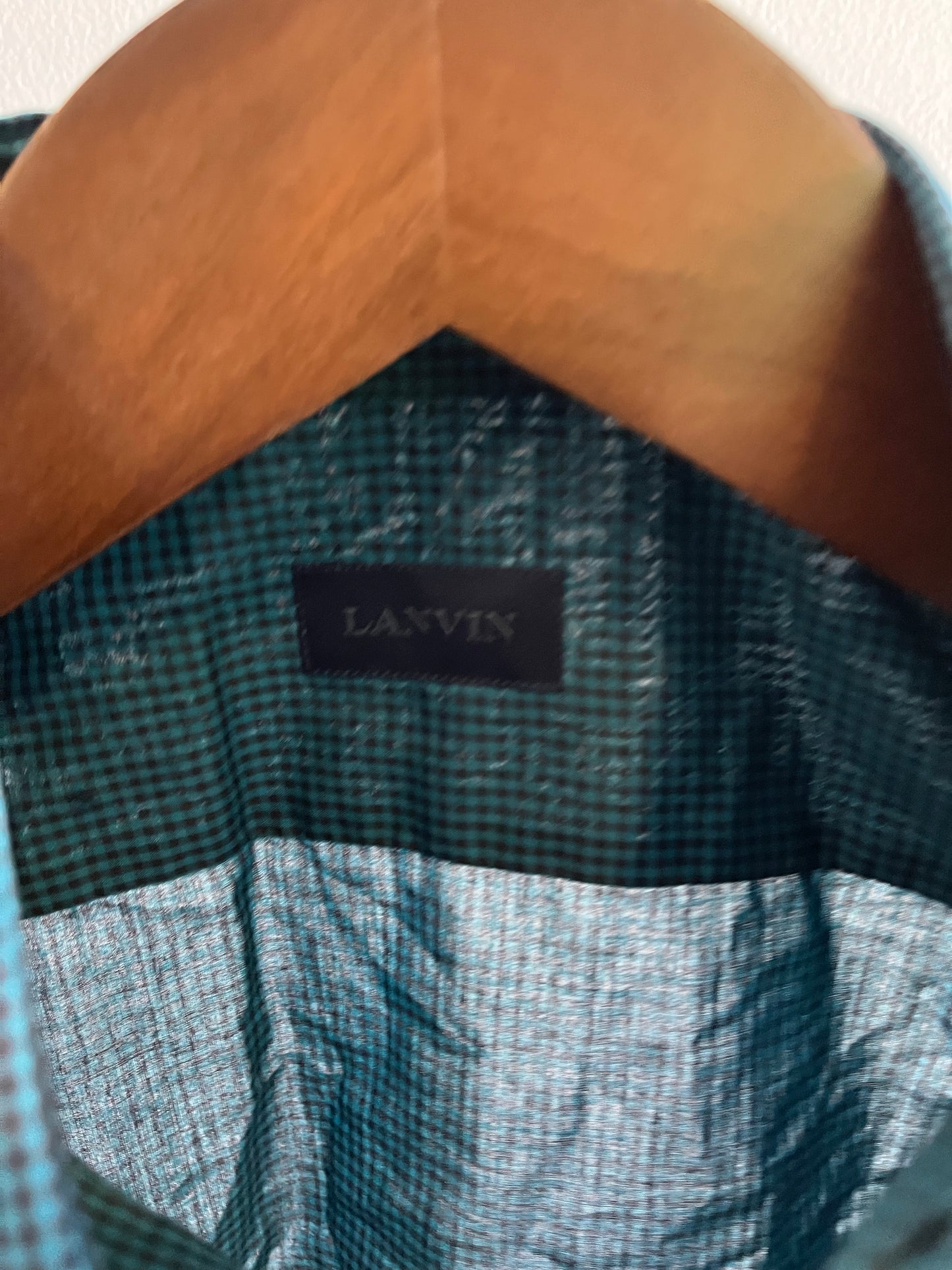 NEW GIRL: Schmidt LANVIN Green Plaid Long Sleeve Shirt