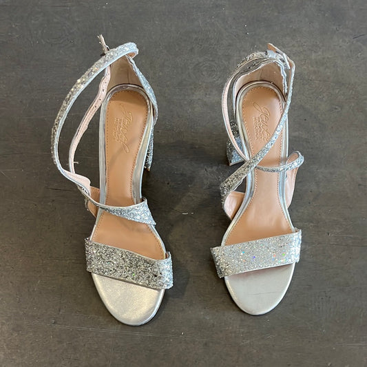 BALLERS: Julie’s Jewel BADGLEY MISCHKA silver High Heel Shoes (8.5)