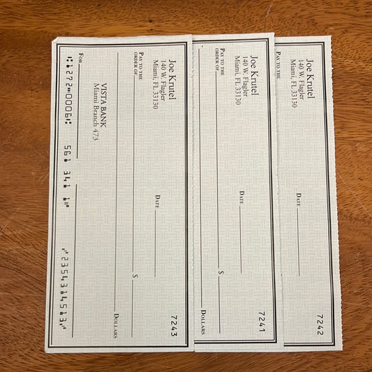 BALLERS: Joe Krutel’s Vista Bank Personal Checks (3)