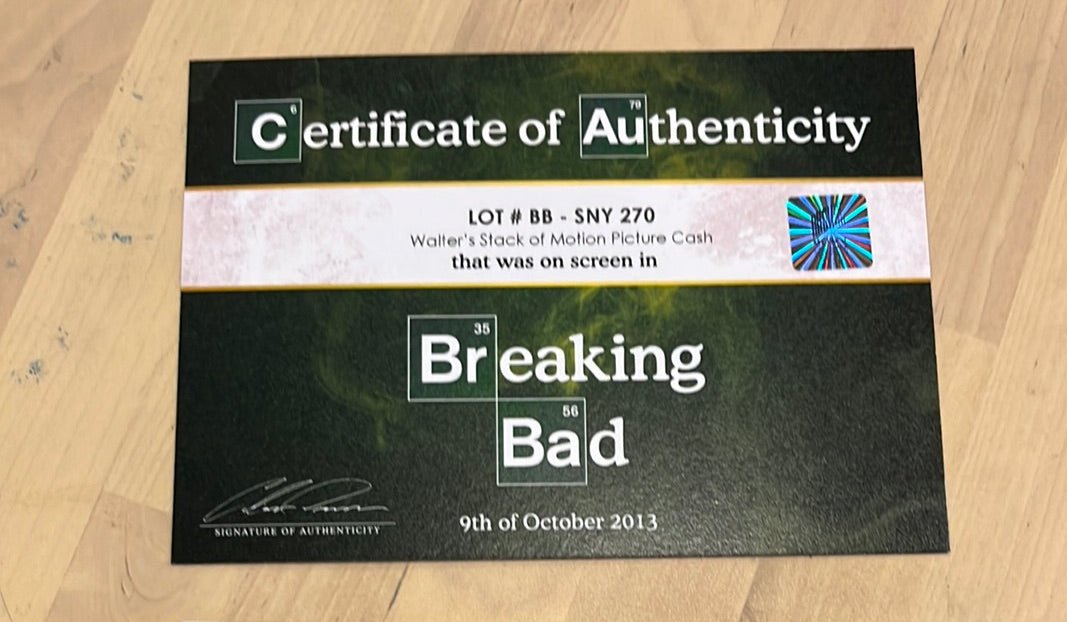 BREAKING BAD: Walter’s Stack of Motion Picture Cash – HOLLYWOOD ...
