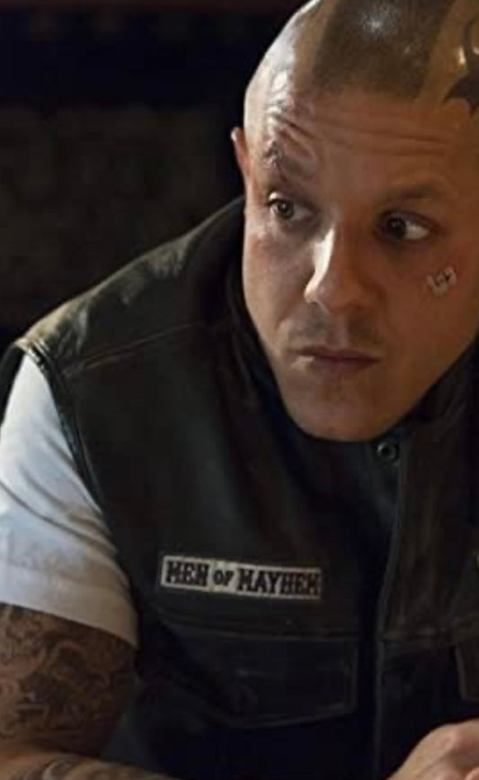 SONS OF ANARCHY: Juice’s White V-Neck T-Shirt (M)