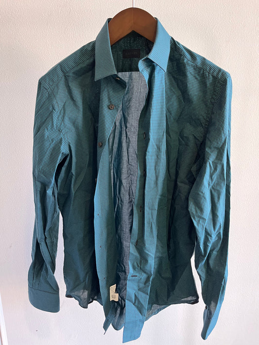 NEW GIRL: Schmidt LANVIN Green Plaid Long Sleeve Shirt