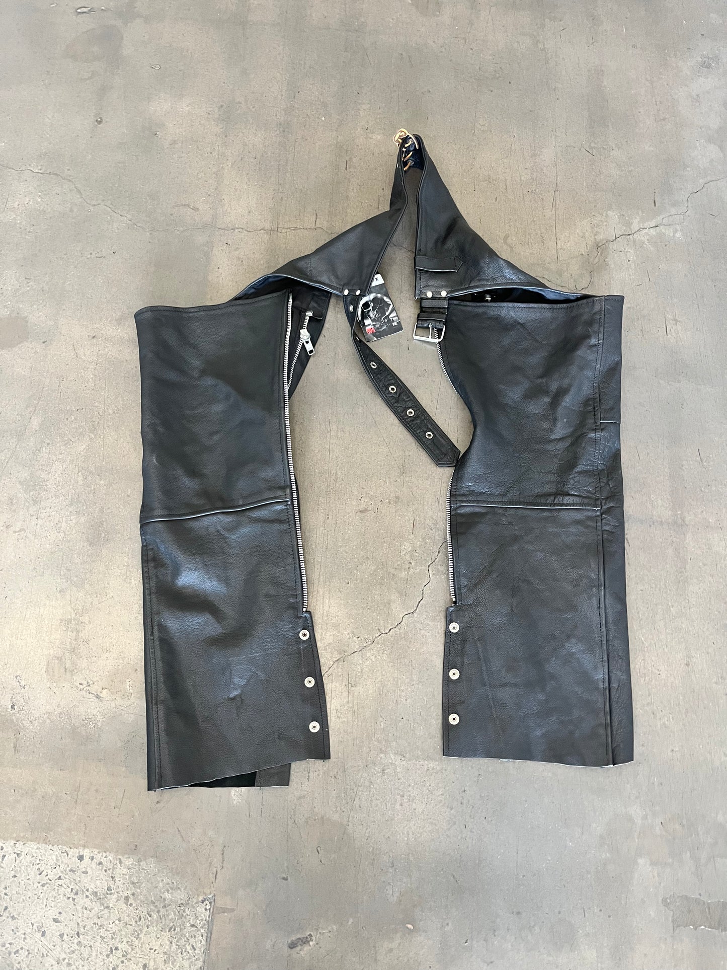 SONS OF ANARCHY : Jackson Teller's Black Leather Motorcycle Stunt Chaps