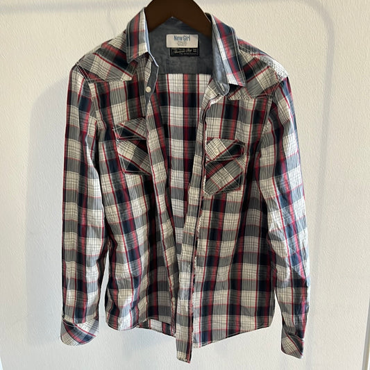 NEW GIRL: Nick Miller's American Rag Red, White and Blue Plaid Shirt