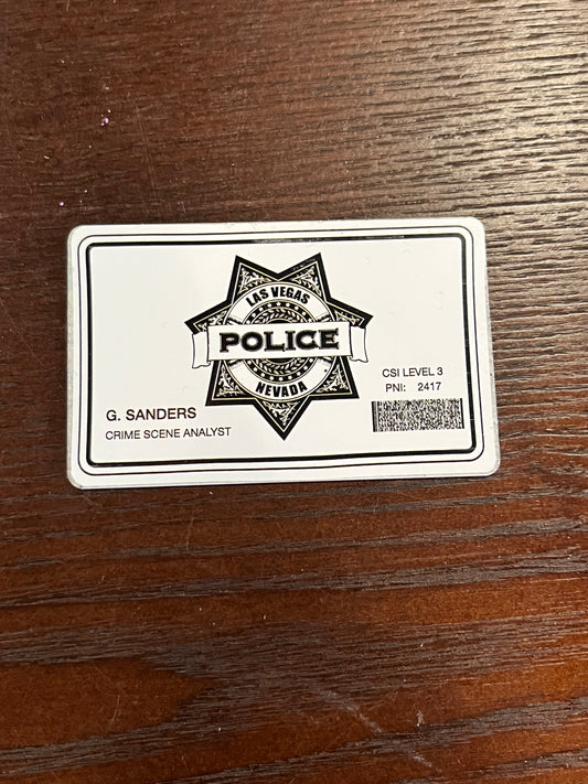 CSI: Criminologist Greg Sanders' ID Card