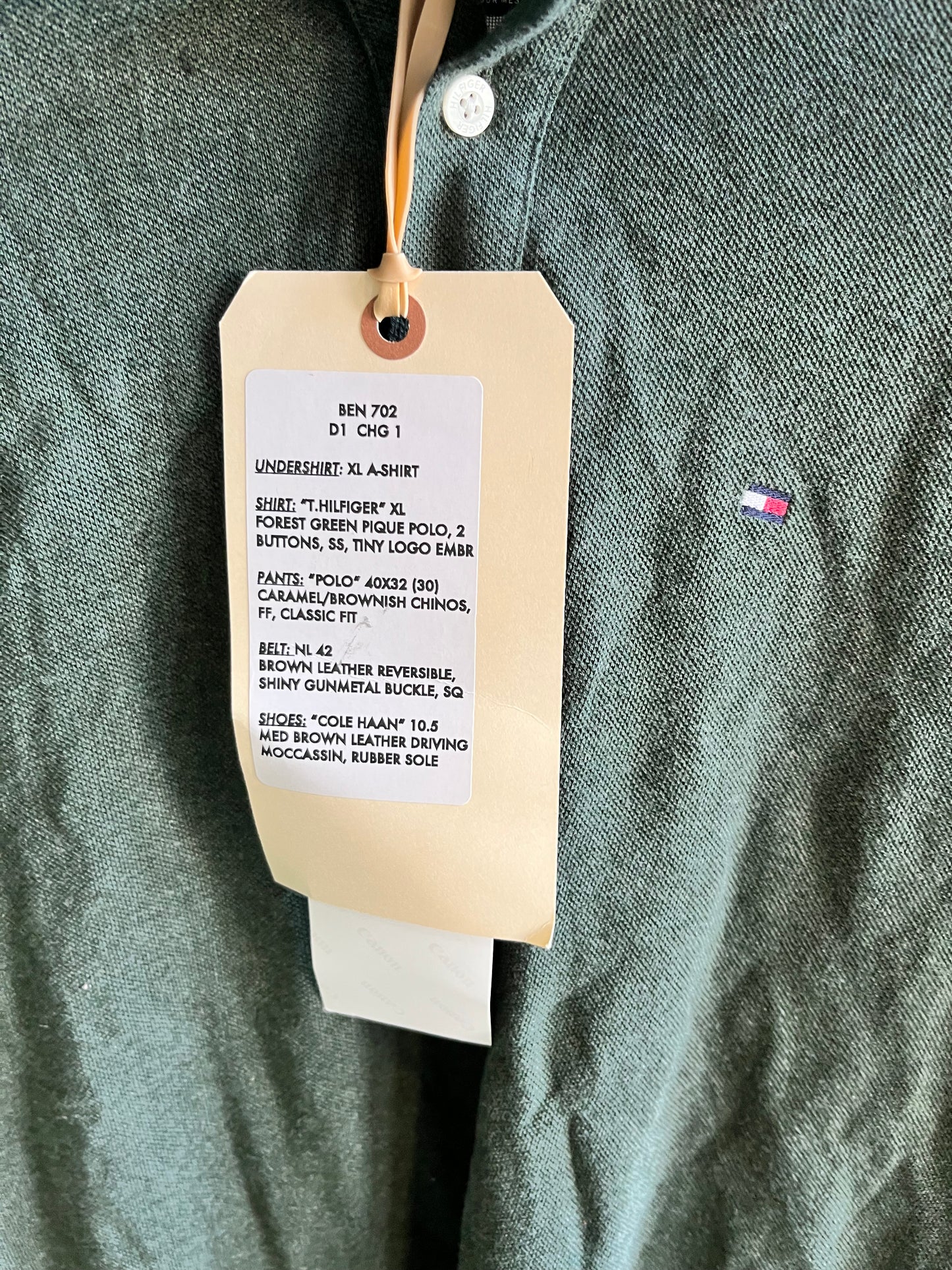 VEEP: Ben Cafferty's Ep 702 Short Sleeve Tommy Hilfiger green Shirt and Show Tag