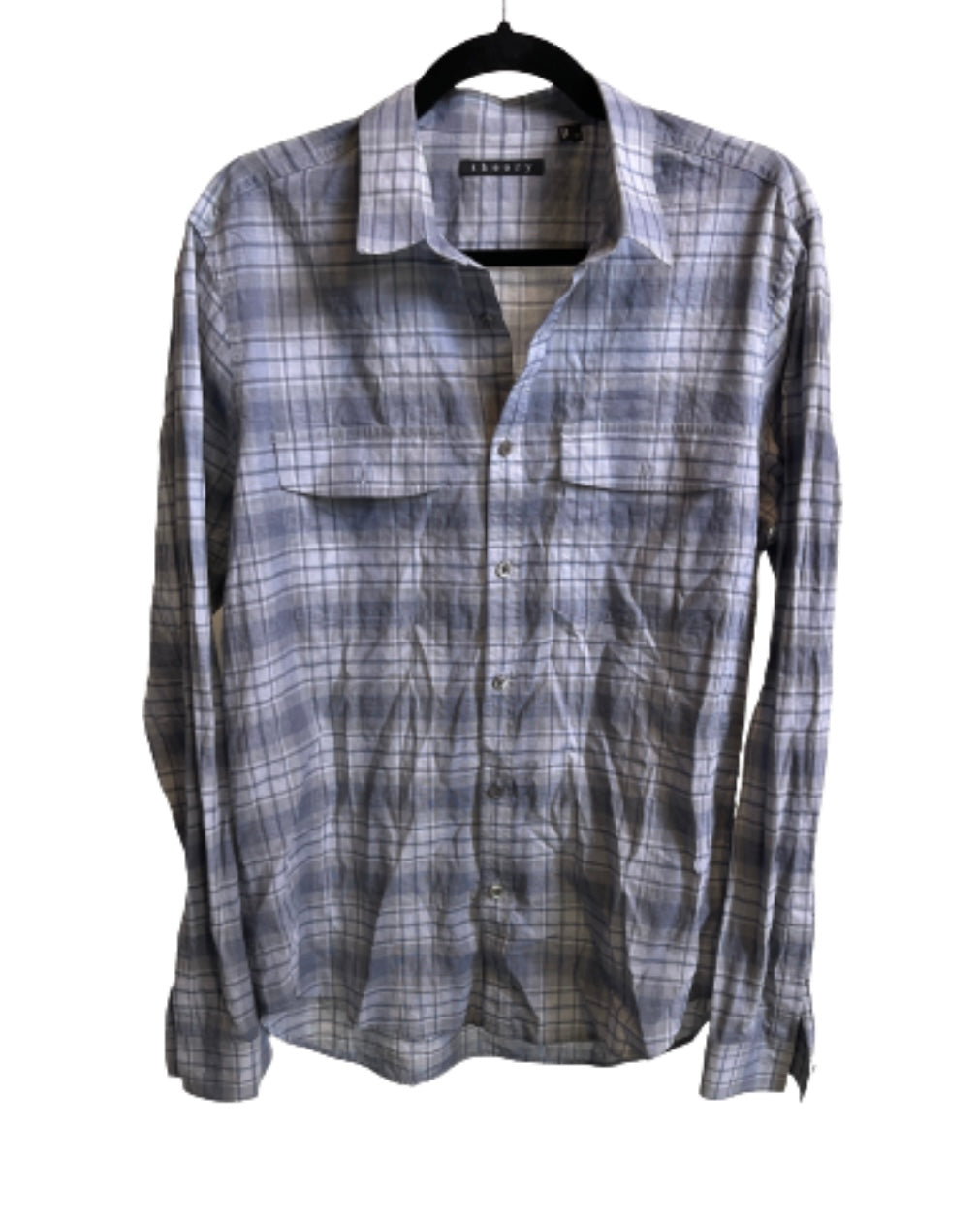 NEW GIRL: Schmidt's THEORY Brand Grey Plaid Long Sleeve Shirt (S)
