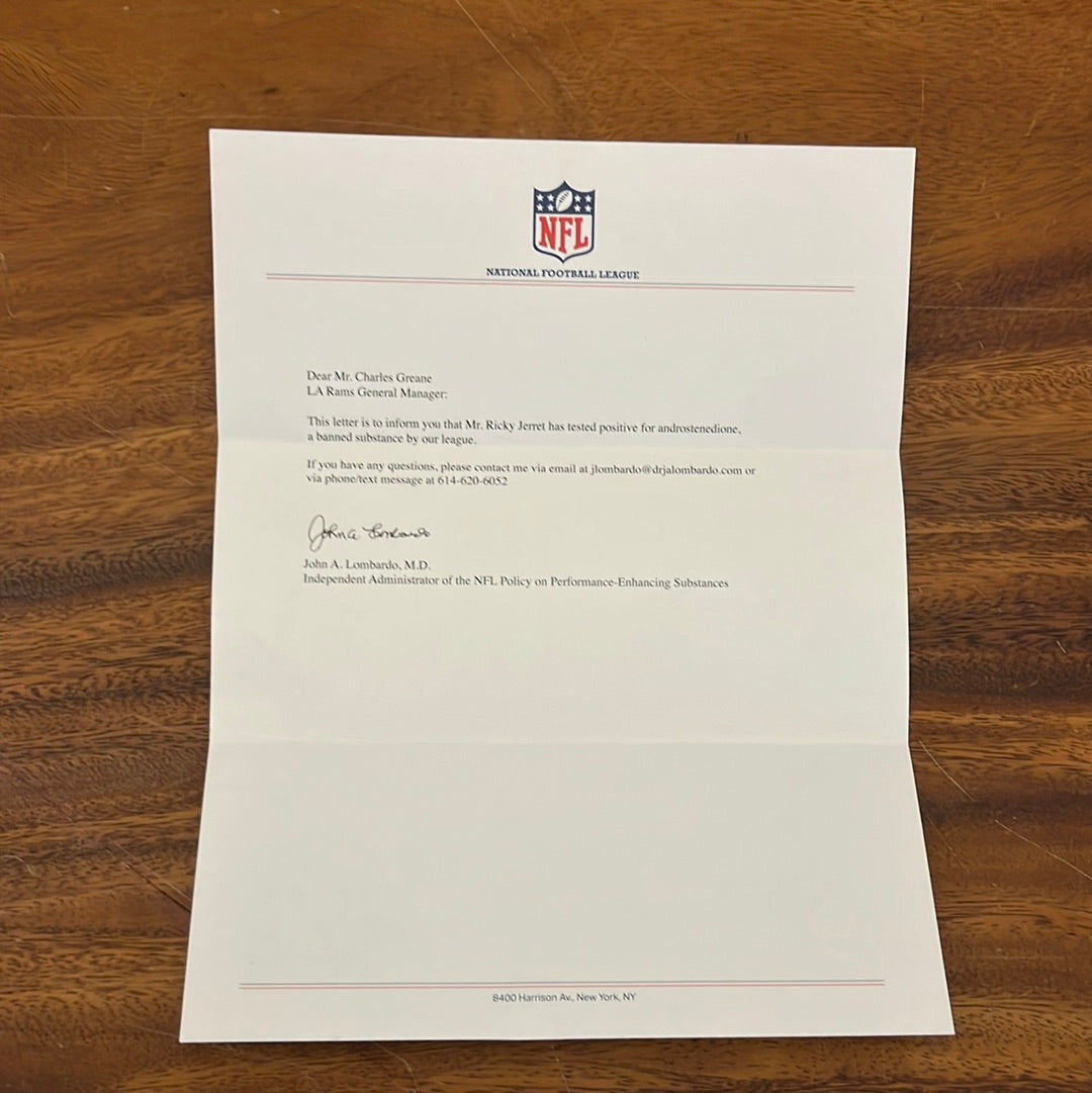 BALLERS: Ricky's HERO Positive Steroid Test Letter to Charles Greane