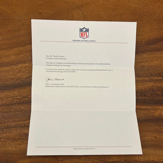 BALLERS: Ricky's HERO Positive Steroid Test Letter to Charles Greane