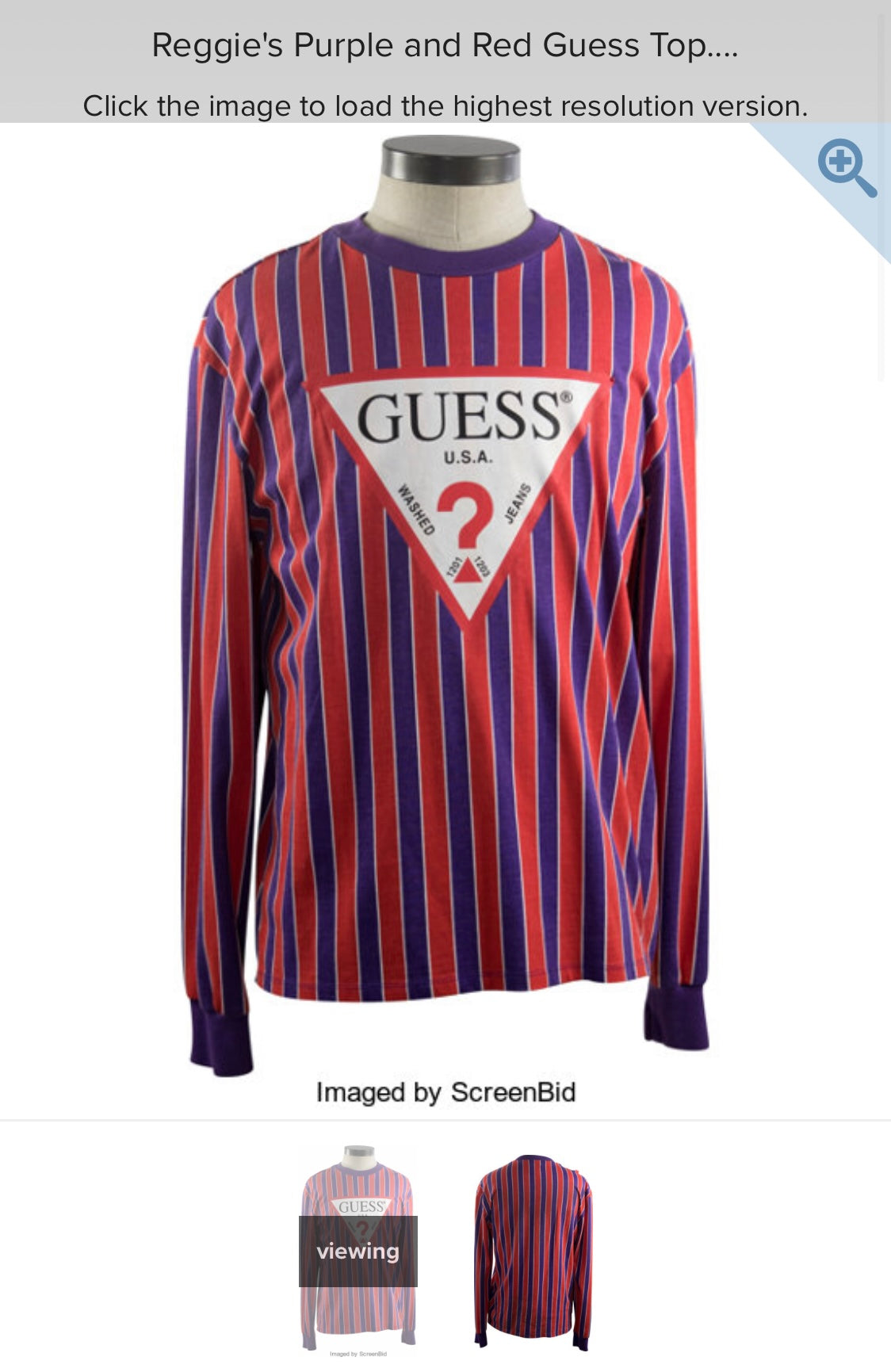 BALLERS: Reggie’s Purple and Red GUESS USA Long Sleeve Shirt (M)