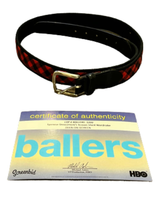 BALLERS: Spencer Strassmore’s (Dwayne Johnson) HERO Red Holiday Plaid Belt