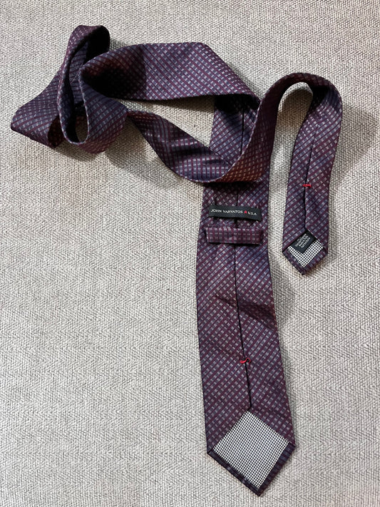 NEW GIRL: Nick Miller's JOHN VARVATOS Maroon Plaid LUXE necktie