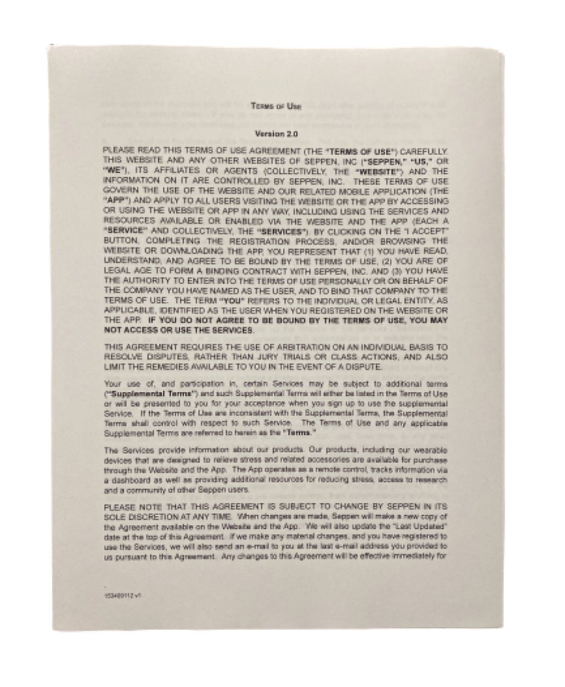 SILICON VALLEY: Seppen Terms of Use Version 2.0
